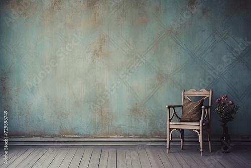 Scandinavian interior design in vintage retro shabby chic style with antique shabby wall © Kristina Jalabi