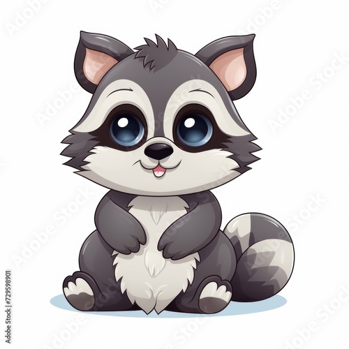 A cartoon raccoon with big eyes and a cute face. © Neuraldesign