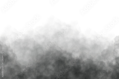 Realistic dark smoke isolated on transparent white background photo