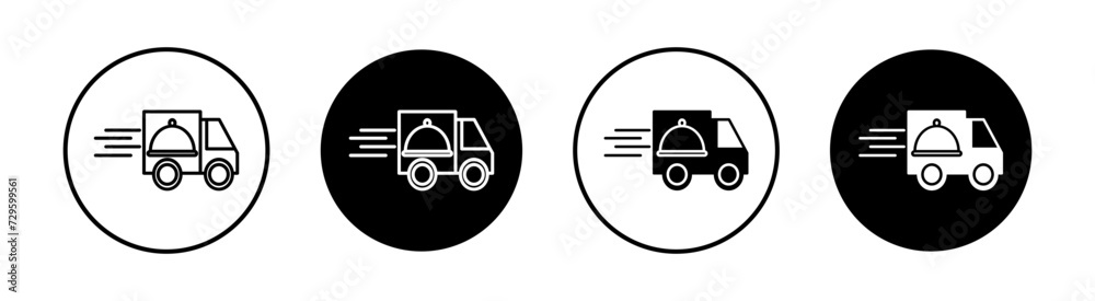 Food delivery flat line icon set. Food delivery Thin line illustration vector Food delivery flat line icon set. Food delivery Thin line illustration vector