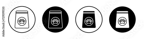 Pet food bag flat line icon set. Pet food bag Thin line illustration vector