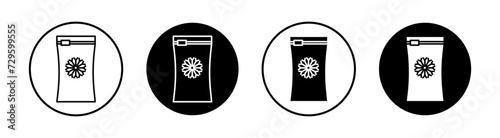 Frozen food bag flat line icon set. Frozen food bag Thin line illustration vector