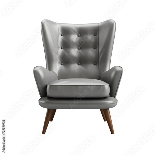 Front side view photo of beautiful soft gray chair without background