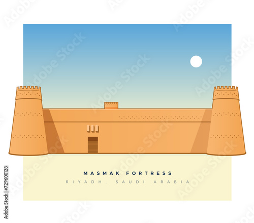Masmak Fortress - Riyadh, Saudi Arabia - Stock Illustration