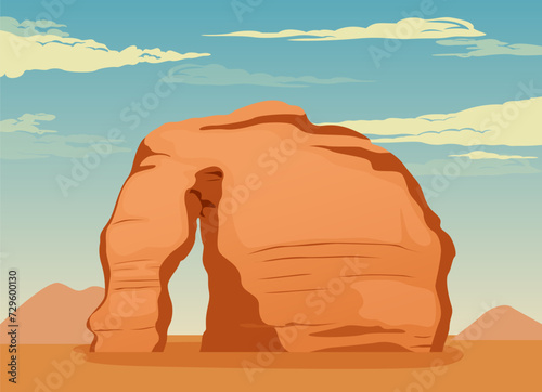 Jabal Al-Fil - Elephant Rock in Al-Ula, Saudi Arabia - Stock Illustration