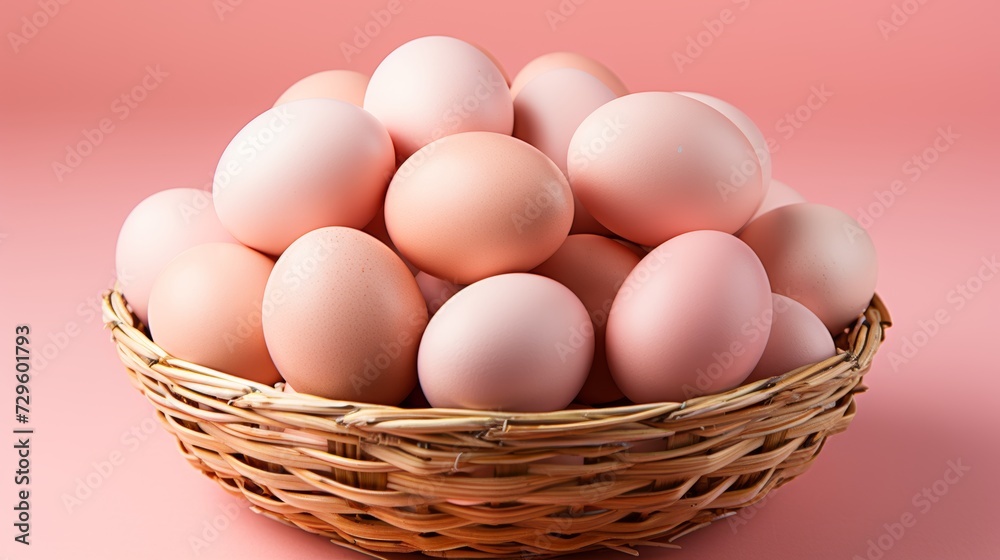 painted chicken eggs on a peach background painted chicken eggs on a peach background