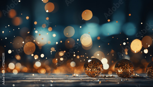 Shiny glowing decoration illuminates winter backdrop with vibrant Christmas lights generated by AI