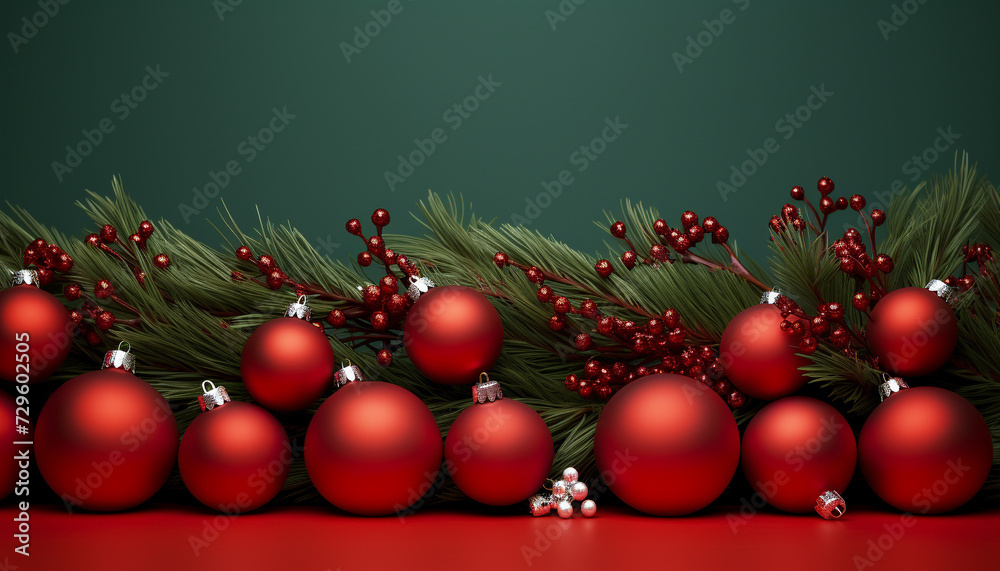 Christmas tree ornament decoration in bright green and gold generated by AI Christmas tree ornament decoration in bright green and gold generated by AI