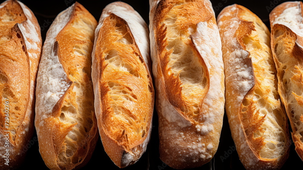 This detailed shot of a French baguette savoring the simplicity of its ingredients, showcasing the beauty of French baking craftsmanship