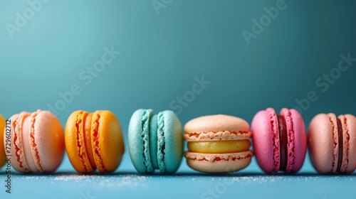 A symphony of colorful macarons, representing delicate pastry delights