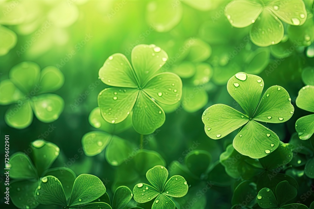 Four leaf clover background. Saint Patrick's day concept. Ai Generative Four leaf clover background. Saint Patrick's day concept. Ai Generative