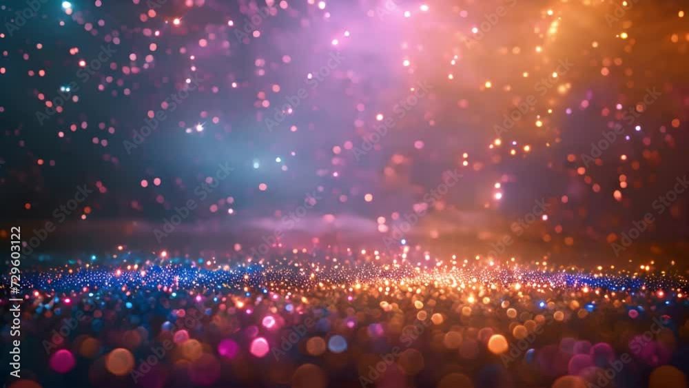 Star sparkles rainbow effect. Shiny glitter Star-shaped. 4k background effect. Sparkling lights moving around rainbow colors