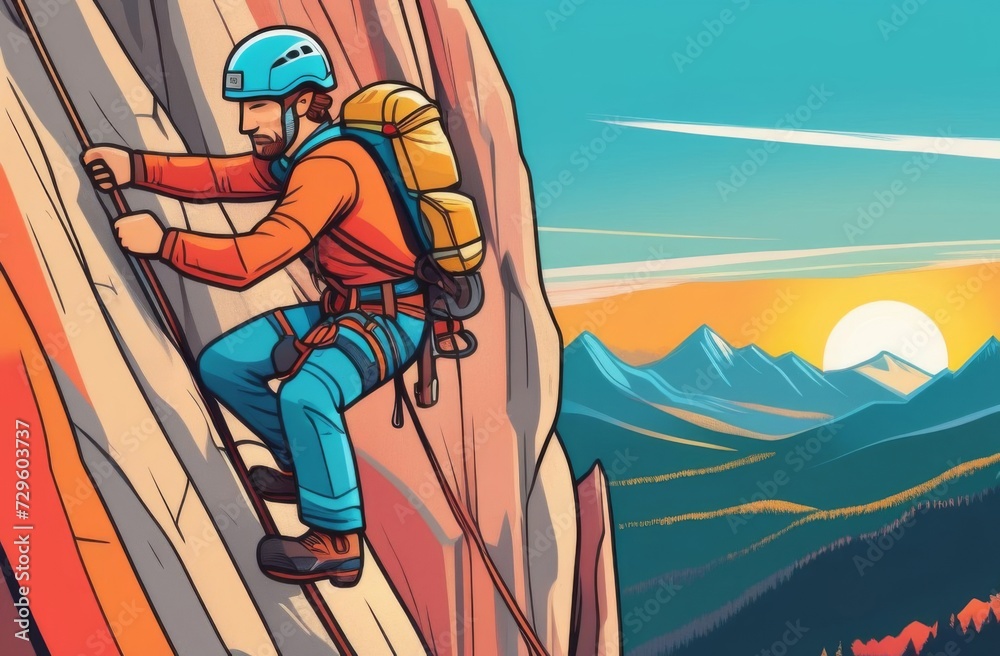 Obraz premium Man climbing in the mountains