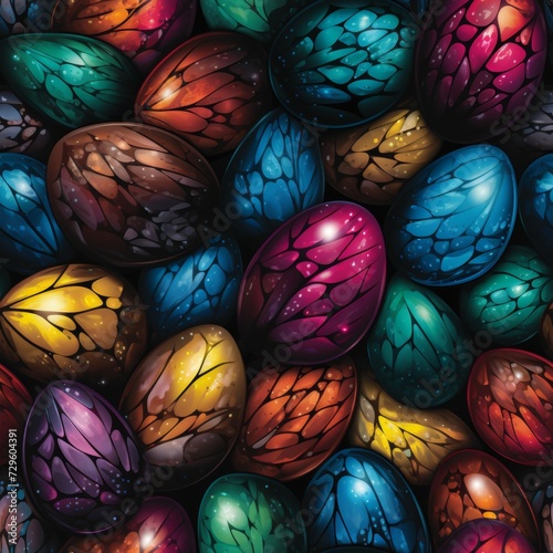 pattern with the image of multi-colored chicken eggs