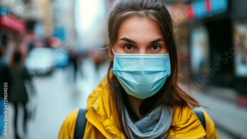 womanwith face maskprotection, health and safety in pandemic