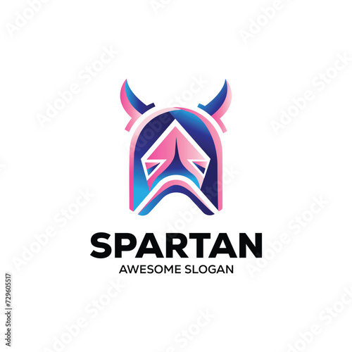 spartan helmet logo template medieval helmets. head armor fighter protective elements flat style. Vector head helmet illustration