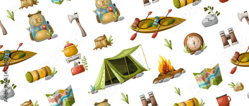 Seamless pattern tourism camping