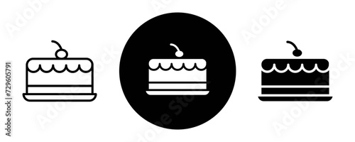 Cake outline icon collection or set. Cake Thin vector line art