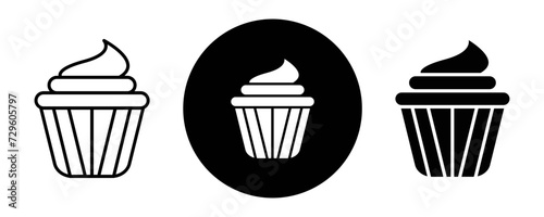 Cupcake outline icon collection or set. Cupcake Thin vector line art