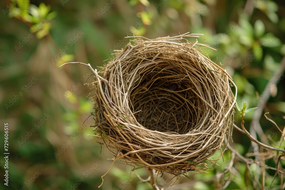 Empty bird's nest. Build a nest from tree branches and twigs Generative AI Empty bird's nest. Build a nest from tree branches and twigs Generative AI