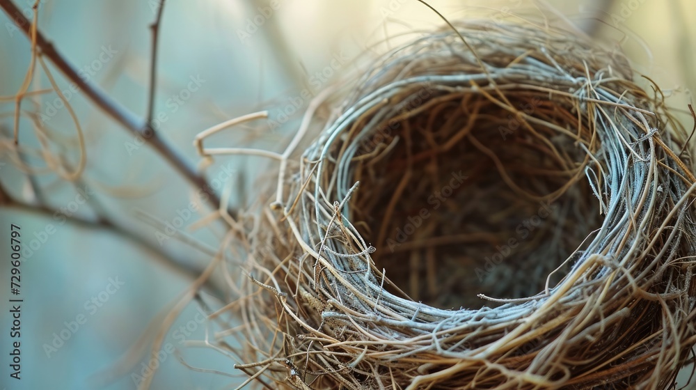 Empty bird's nest. Build a nest from tree branches and twigs Generative AI Empty bird's nest. Build a nest from tree branches and twigs Generative AI