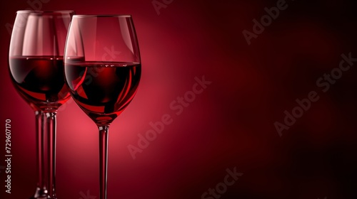 Abstract wine glass silhouettes on a deep burgundy background