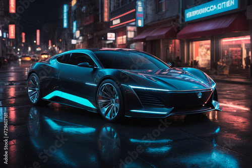 Futuristic car vehicle at night in city © Zsolt Biczó