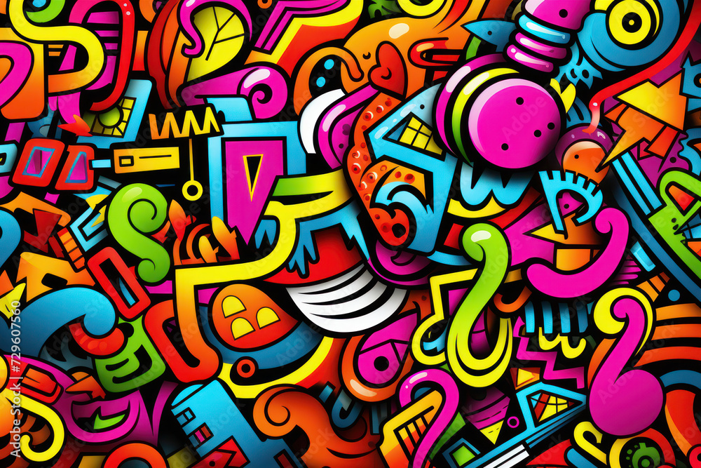 Graffiti style colorful doodle background
Graffiti style colorful doodle background