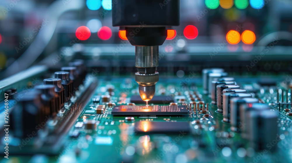 Automated assembly of circuit board, mount of chips at semiconductor ...