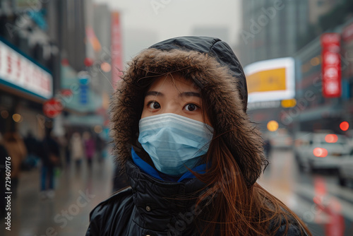 Urban Commuter in Protective Face Mask © liamalexcolman