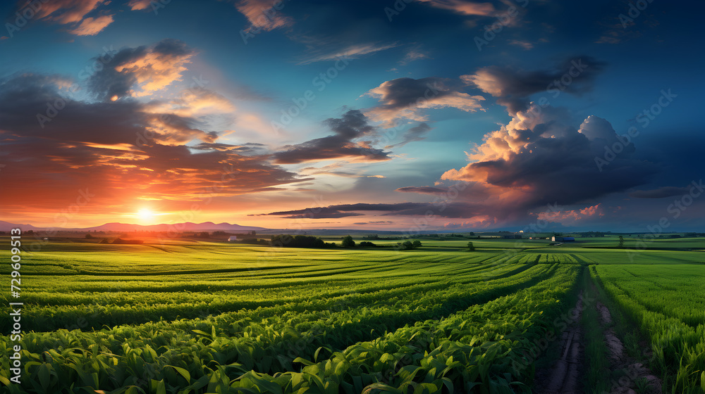 Photo scenic view of agricultural field against sky
