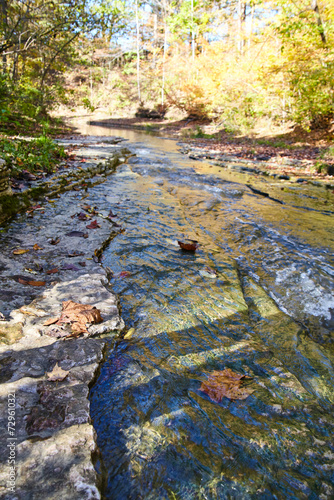 Autumn Creek Flow in Hathaway Preserve, Low Angle View photo