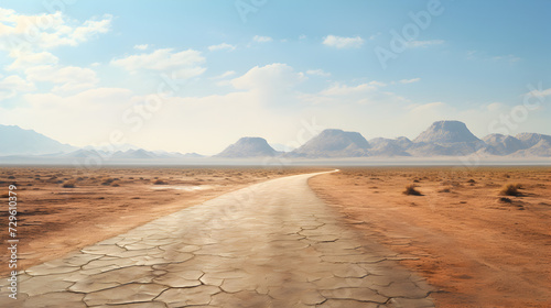 Empty Desert Road With Copy Space,, Dirt road in the middle of the desert, Desert road in the Sahara desert. pro photo Pro Photo