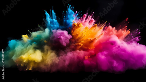 Indian Happy Holi concept  colorful powder background  blue  yellow  pink