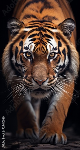 Modern background wallpaper for cellphone  mobile phone  ios  a beautiful tiger staring into the dark.