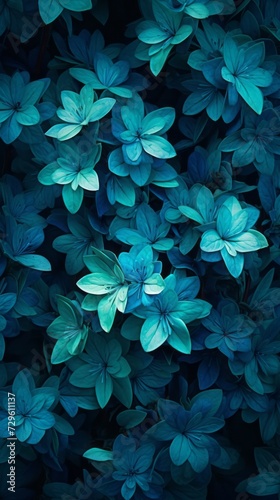 Modern background for cellphone  mobile phone  ios  android  a blue sky with clouds and a colorful green tropical plant  in the style of turquoise and gray  delicate flowers  cute and dreamy.