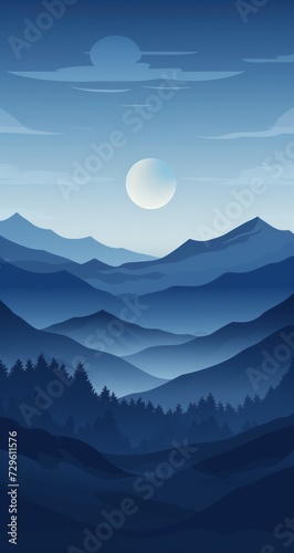 Modern background for cellphone  mobile phone  ios  android  landscape with mountains of blues and clouds