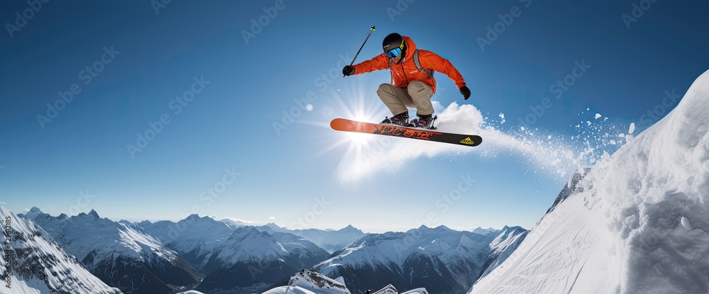 Expert skier descending a snowy mountain slope at high speed.