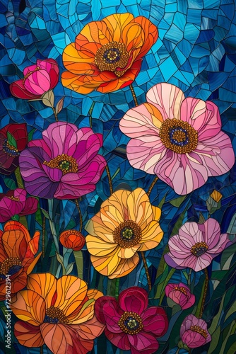 Bursting with vibrant colors and intricate petal patterns  this abstract background celebrates the beauty of blooming