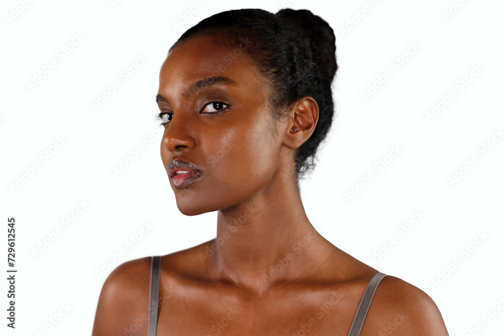 Beauty Portrait Of A Graceful Black Woman With Soft Makeup Beauty Portrait Of A Graceful Black Woman With Soft Makeup