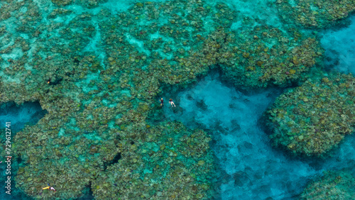 Fototapeta Naklejka Na Ścianę i Meble -  Snorkelling on a remote coral reef in Fiji
