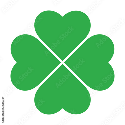 St Patrick's Day. Lucky Four-leaf clover, Green Four leaf clover vector icon. Lucky and happiness concept. Shamrock - green four leaf clover icon. Good luck theme design element.