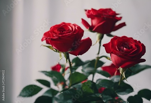 AI generated illustration of vibrant red roses elegantly arranged in a classic vase