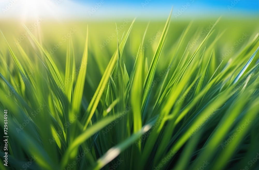 Background with green grass and sky 