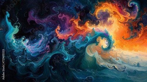 A surreal blend of vibrant colors and swirling patterns, symbolizing endless creative potential