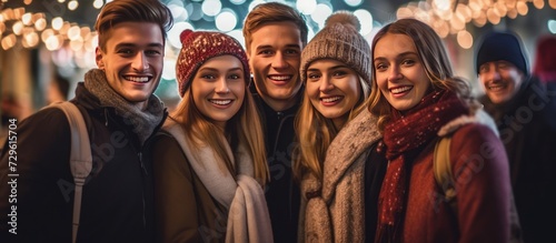 a group of friends are wearing winter clothes during winter