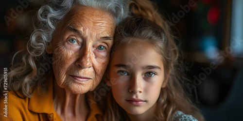 portrait of grandmother and granddaughter