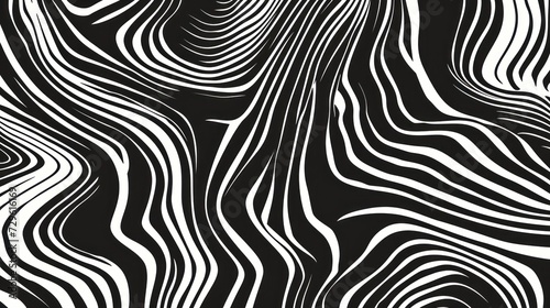 A black and white background with waves  swirls  and twisted pattern