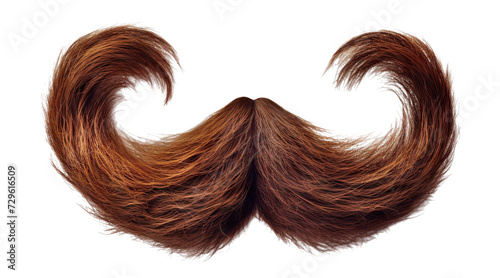Majestic chestnut brown hair mustache curled at the ends, cut out photo