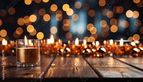Glowing candle illuminates celebration, creating a warm and romantic ambiance generated by AI © Jeronimo Ramos